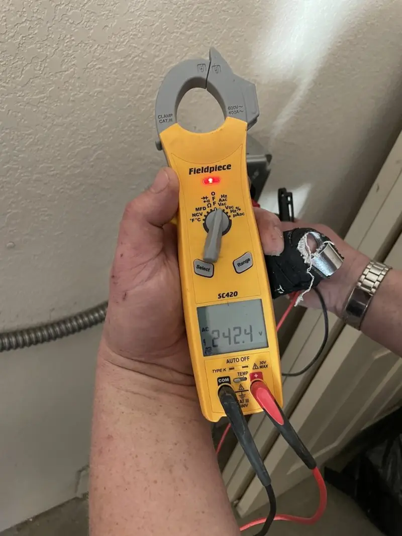 Voltage testing with clamp meter during Generator Installation in Opelousas
